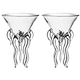 Cabilock Margarita vasos Copas de cóctel de vidrio transparente Copas de cóctel creativas Hurricane Schooner Vasos con patas de vidrio Postre Copa de pudín de yogur de vidrio